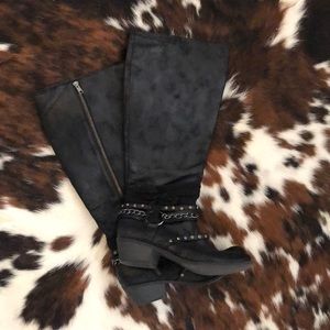 Tall Black bling boots